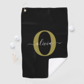Schwarz-weißer Name für personalisierte Monogramm- Golfhandtuch (Insitu)