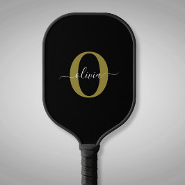Schwarz-weißer Name für personalisierte Monogramm- Pickleball Schläger