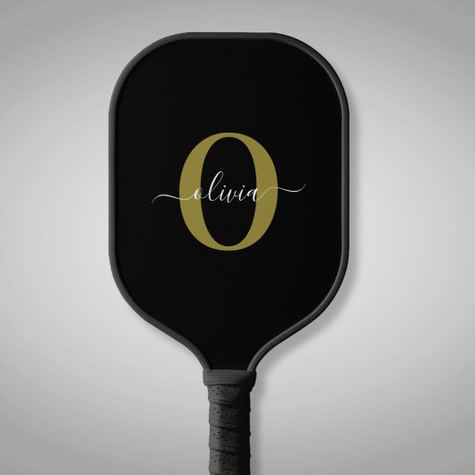 Schwarz-weißer Name für personalisierte Monogramm- Pickleball Schläger