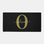 Schwarz-weißer Name für personalisierte Monogramm- Schreibtischunterlage (Vorderseite)