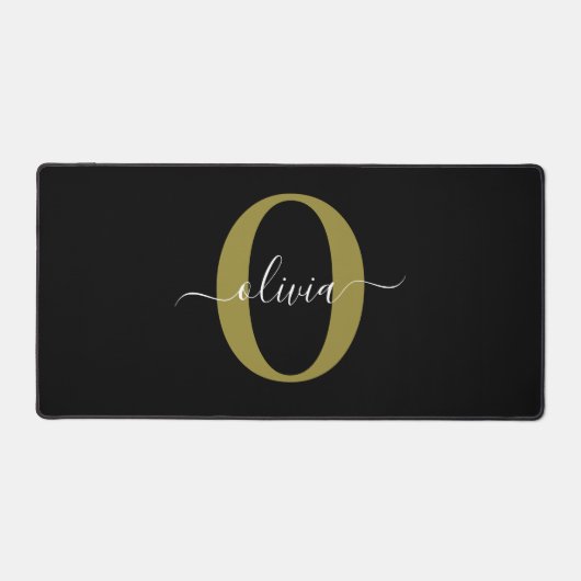 Schwarz-weißer Name für personalisierte Monogramm- Schreibtischunterlage (Vorderseite)