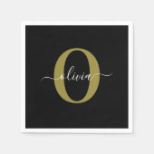 Schwarz-weißer Name für personalisierte Monogramm- Serviette (Vorderseite)