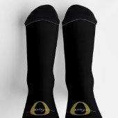 Schwarz-weißer Name für personalisierte Monogramm- Socken (Oben)