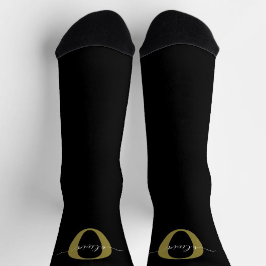 Schwarz-weißer Name für personalisierte Monogramm- Socken (Oben)
