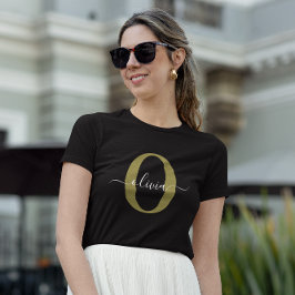 Schwarz-weißer Name für personalisierte Monogramm- T-Shirt