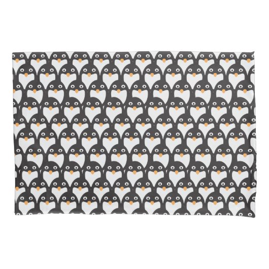 Schwarz-weißer Niedlicher Cartoon Pinguin Pattern Kissenbezug (Vorderseite)