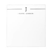 Schwarz-weißer Notepad mit dem Namen eines Monogra Notizblock (Vorderseite)