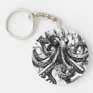 Schwarz-weißer Oktopus ähnelt dem Jahrhundert-Tint Schlüsselanhänger