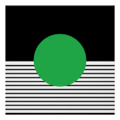 Schwarz-weißer Op Art Green Circle Poster (Vorderseite)