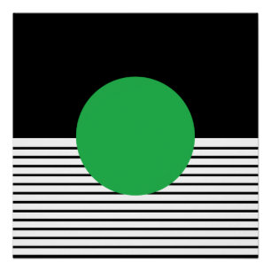 Schwarz-weißer Op Art Green Circle Poster