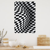 Schwarz-weißer optisches Illustrationsdruck abstra Poster (Küche)