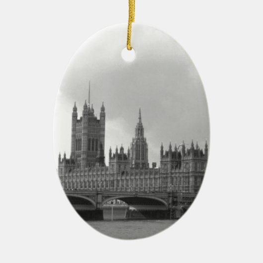 Schwarz-weißer Palast von Westminster Keramik Ornament (Vorne)