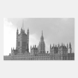 Schwarz-weißer Palast von Westminster Rechteckiger Aufkleber