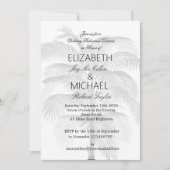 Schwarz-weißer Palmenbaum Elegante Hochzeit Probe Einladung (Vorderseite)