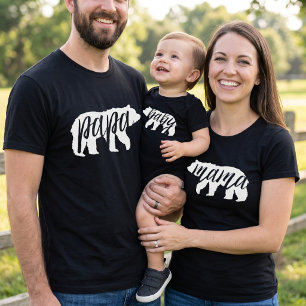 Schwarz-weißer Papa-Bär passende Familie T-Shirt