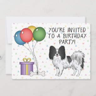 Schwarz-weißer Papillon-Hund - Geburtstag Einladung