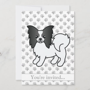 Schwarz-weißer Papillon-Hund-Geburtstagsfeier Einladung