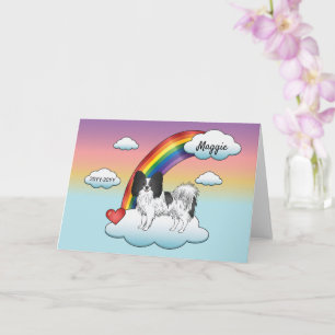 Schwarz-weißer Papillon-Hund Regenbogen-Gedenkstät Karte