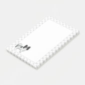 Schwarz-weißer Papillon-Kartoon mit Pfoten Post-it Klebezettel (angewinkelt)