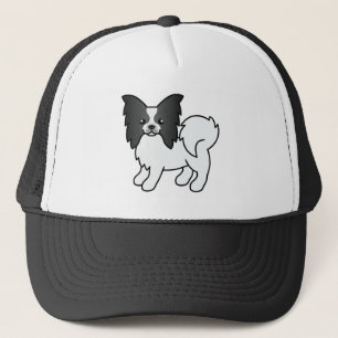 Schwarz-weißer Papillon süßer Cartoon-Hund Truckerkappe