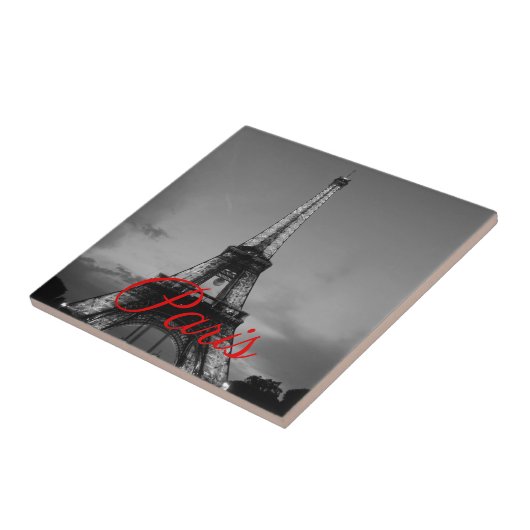 Schwarz-weißer Paris City Night Eiffel Tower Europ Fliese (Seite)