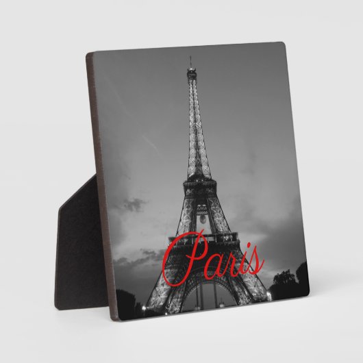 Schwarz-weißer Paris City Night Eiffel Tower Europ Fotoplatte (Vorderseite)
