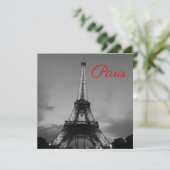 Schwarz-weißer Paris City Night Eiffel Tower Europ Karte (Stehend Vorderseite)