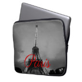 Schwarz-weißer Paris City Night Eiffel Tower Europ Laptopschutzhülle (Vorderseite Links)