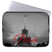 Schwarz-weißer Paris City Night Eiffel Tower Europ Laptopschutzhülle (Vorderseite)
