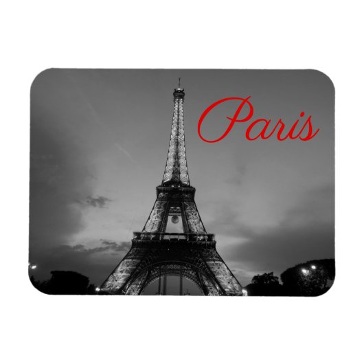 Schwarz-weißer Paris City Night Eiffel Tower Europ Magnet (Horizontal)