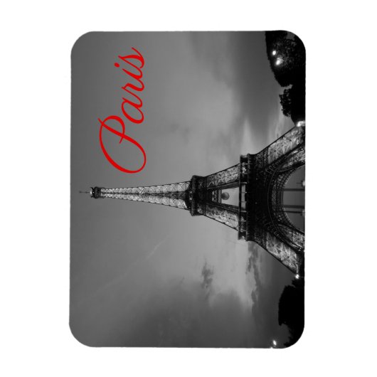 Schwarz-weißer Paris City Night Eiffel Tower Europ Magnet (Vertikal)
