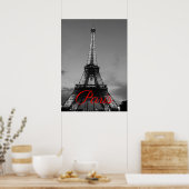 Schwarz-weißer Paris City Night Eiffel Tower Europ Poster (Küche)