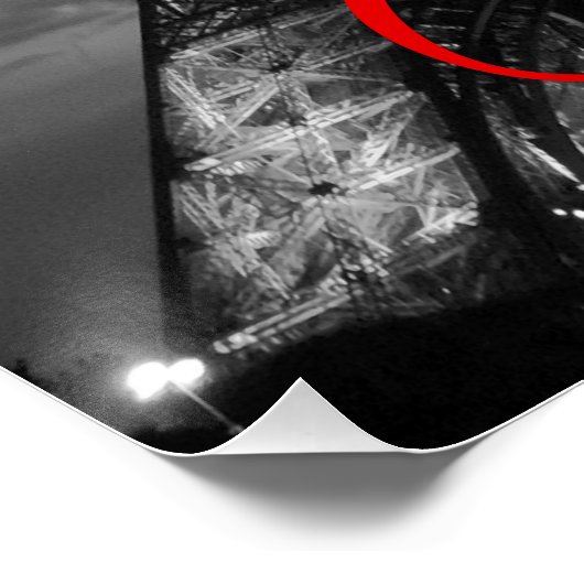 Schwarz-weißer Paris City Night Eiffel Tower Europ Poster (Ecke)