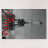 Schwarz-weißer Paris City Night Eiffel Tower Europ Puzzle (Horizontal)