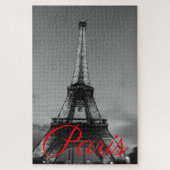 Schwarz-weißer Paris City Night Eiffel Tower Europ Puzzle (Vertikal)