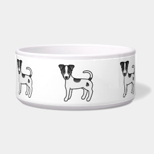 Schwarz-weißer Parson-Russell-Terrier mit glattem Napf