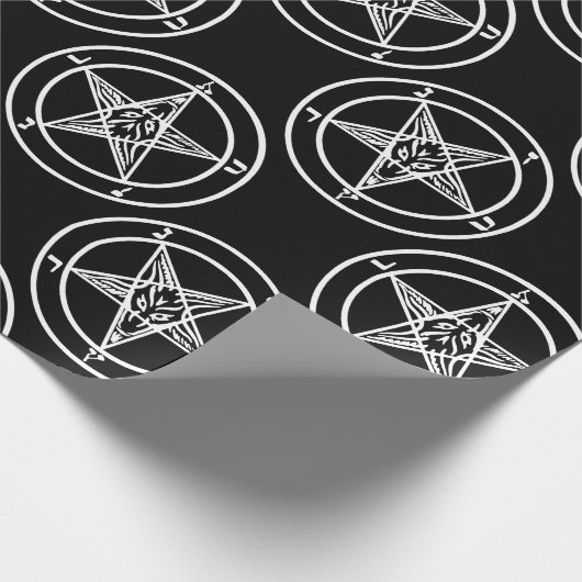 Schwarz-weißer Pentagramm-halloween Geschenkpapier (Ecke)