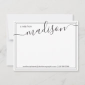 Schwarz-weißer Personalisierter Name | vom Schreib Dankeskarte (Vorderseite)