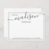 Schwarz-weißer Personalisierter Name | vom Schreib Dankeskarte (Vorne/Hinten)