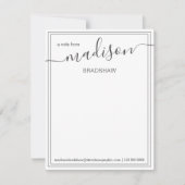 Schwarz-weißer Personalisierter Name | vom Schreib Dankeskarte (Vorderseite)