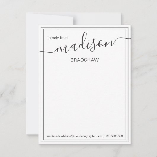 Schwarz-weißer Personalisierter Name | vom Schreib Dankeskarte (Vorderseite)