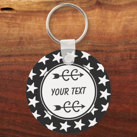 Schwarz-weißer Personalisierter Schlüsselanhänger  (Vorderseite)