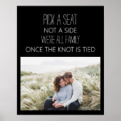 Schwarz-weißer Pick-Sitzplatz nicht Seite Hochzeit Poster (Vorne)