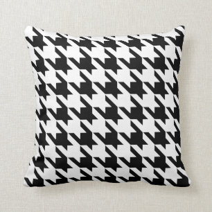 Schwarz-weißer Pied De Poule Houndstooth Kissen