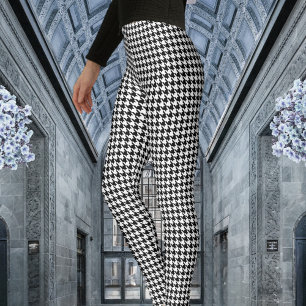 Schwarz-weißer Pied De Poule Houndstooth Leggings
