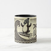 Schwarz-weißer Pinguin fängt eine Welle Tasse (Zentrum)