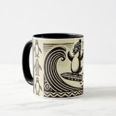 Schwarz-weißer Pinguin fängt eine Welle Tasse (Vorderseite Links)