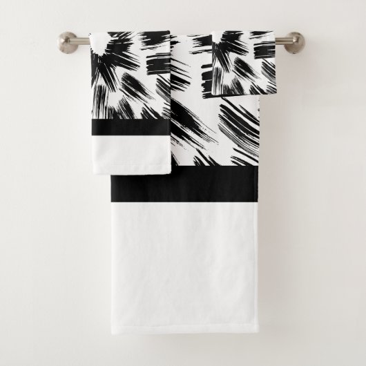 Schwarz-weißer Pinselgrauer Badhandtuch Set (Insitu)