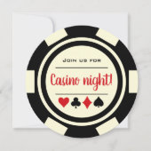 Schwarz-weißer Poker Chip Casino Einladung (Vorderseite)