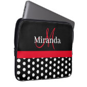 Schwarz-weißer Polka-Dot Laptopschutzhülle (Vorne Rechts)